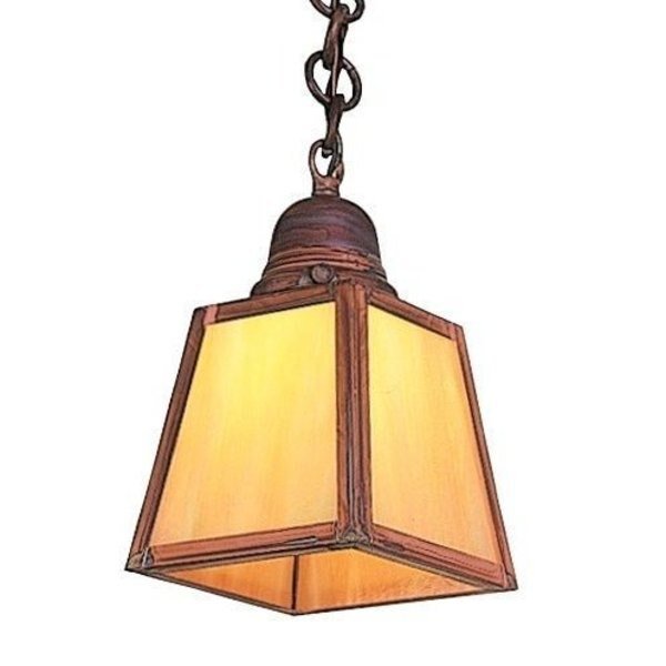 A-Line Shade Pendant Without Overlay (Empty), Raw Copper, White Opalescent Glass, Arroyo Craftsman, Mfr#: AH-1EWO-RC